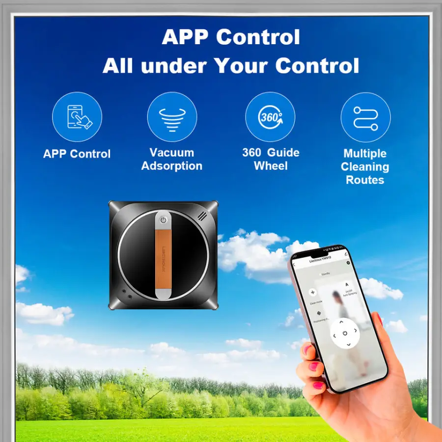 LIECTROUX YW910 Window Cleaning Robot WiFi App Control Dual-way Automatic Water Spray — image 7