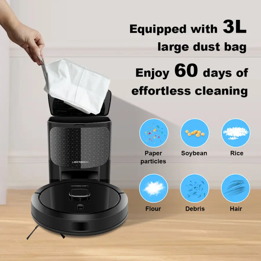 Wholesale OEM LIECTROUX G7 Top Laser Vacuum Cleaner Robot with Self Dust Emptying Station 6500Pa Cleaning Robot — image 4