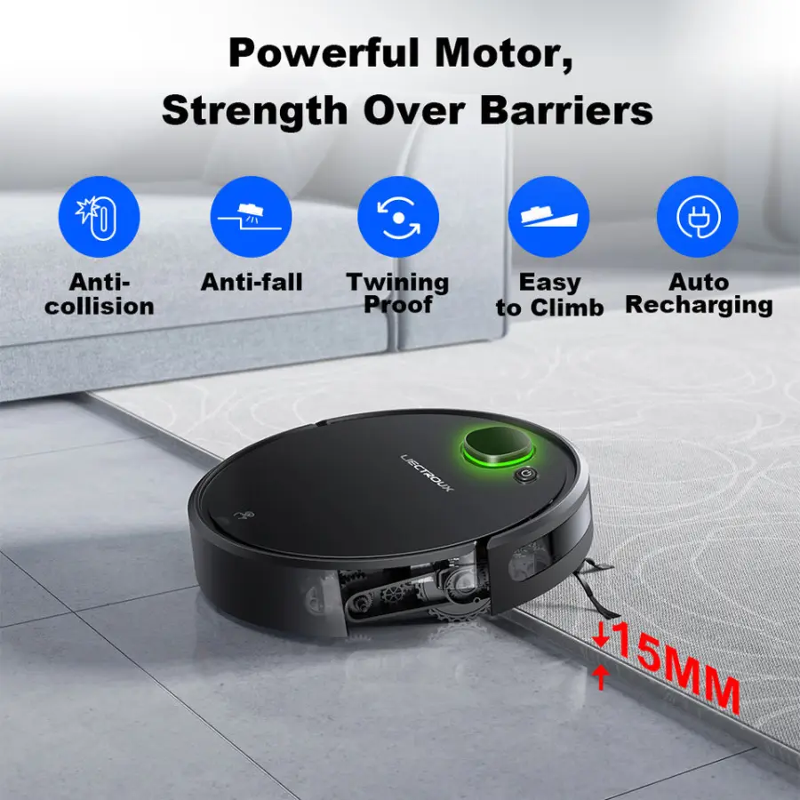 LIECTROUX ZM-013B Economic Cheap Robot Vacuum Cleaner With Charging Station for Auto Recharge, Remote Control Wet Mopping — image 4