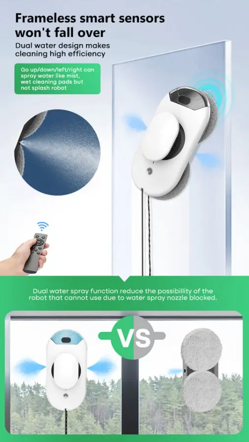 New Fully Automatic Eco-Friendly Household Hotel Window Cleaning Robot App-Controlled Electric Intelligent Navigation Dual Water — image 7