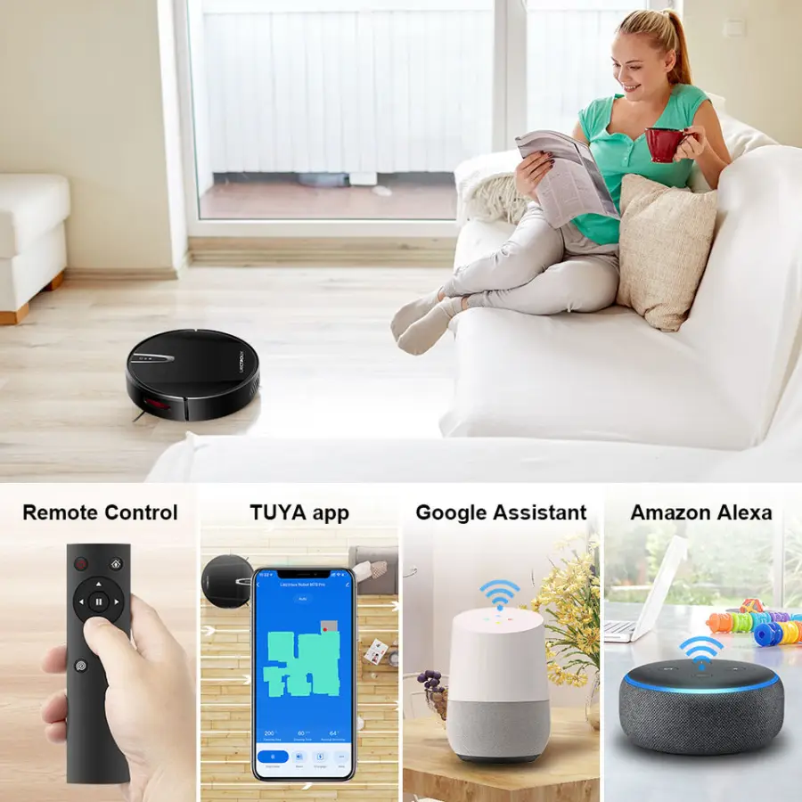 LIECTROUX V3S PRO Robot Vacuum Cleaner and Wet Mop Combo,Smart Mapping,WiFi App,4KPa Suction,Brushless Motor,,Ideal for Pet Hair — image 5