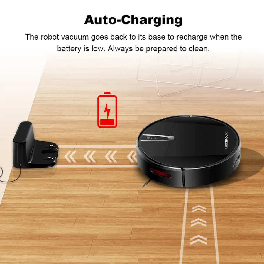 LIECTROUX V3S PRO Robot Vacuum Cleaner and Wet Mop Combo,Smart Mapping,WiFi App,4KPa Suction,Brushless Motor,,Ideal for Pet Hair — image 6