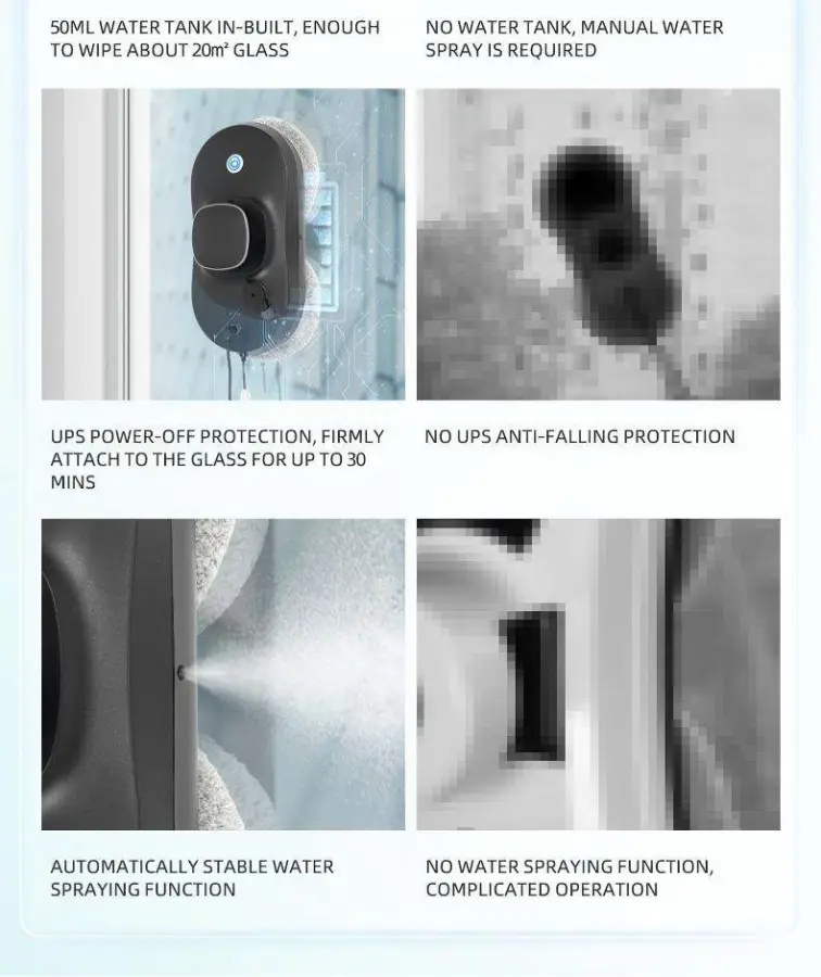 Fully Automatic Electric Window Cleaning Robot Intelligent Navigation Residue/Streak-Free Cleaning Safety Features for Household — image 6