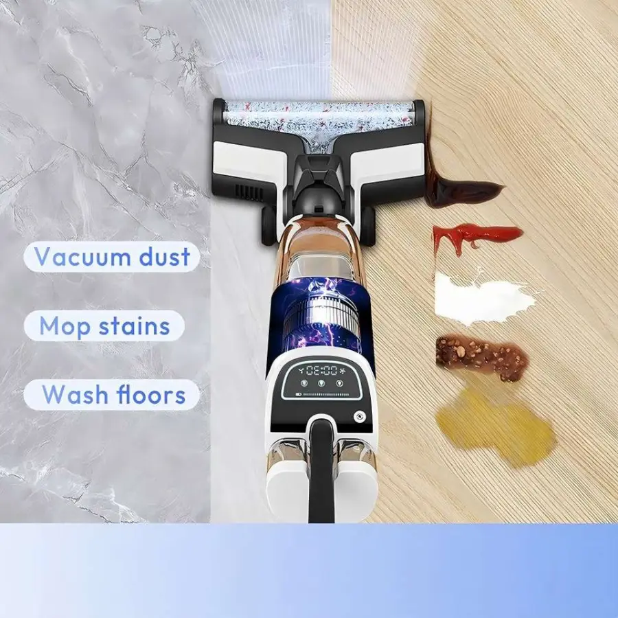 2-in-1 Wet Dry Vacuum Cleaner Self-Cleaning HEPA Filter LED Display Voice Assistant Edge Cleaning Floor Washer for Household — image 3