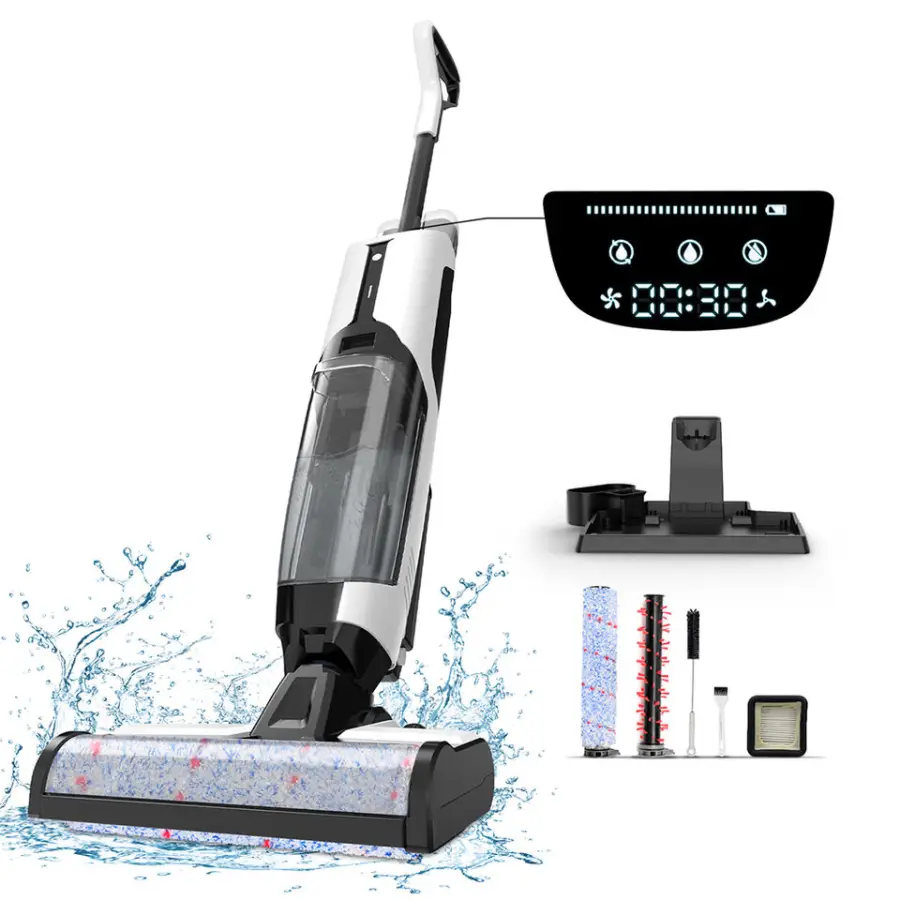 2-in-1 Wet Dry Vacuum Cleaner Self-Cleaning HEPA Filter LED Display Voice Assistant Edge Cleaning Floor Washer for Household — image 5