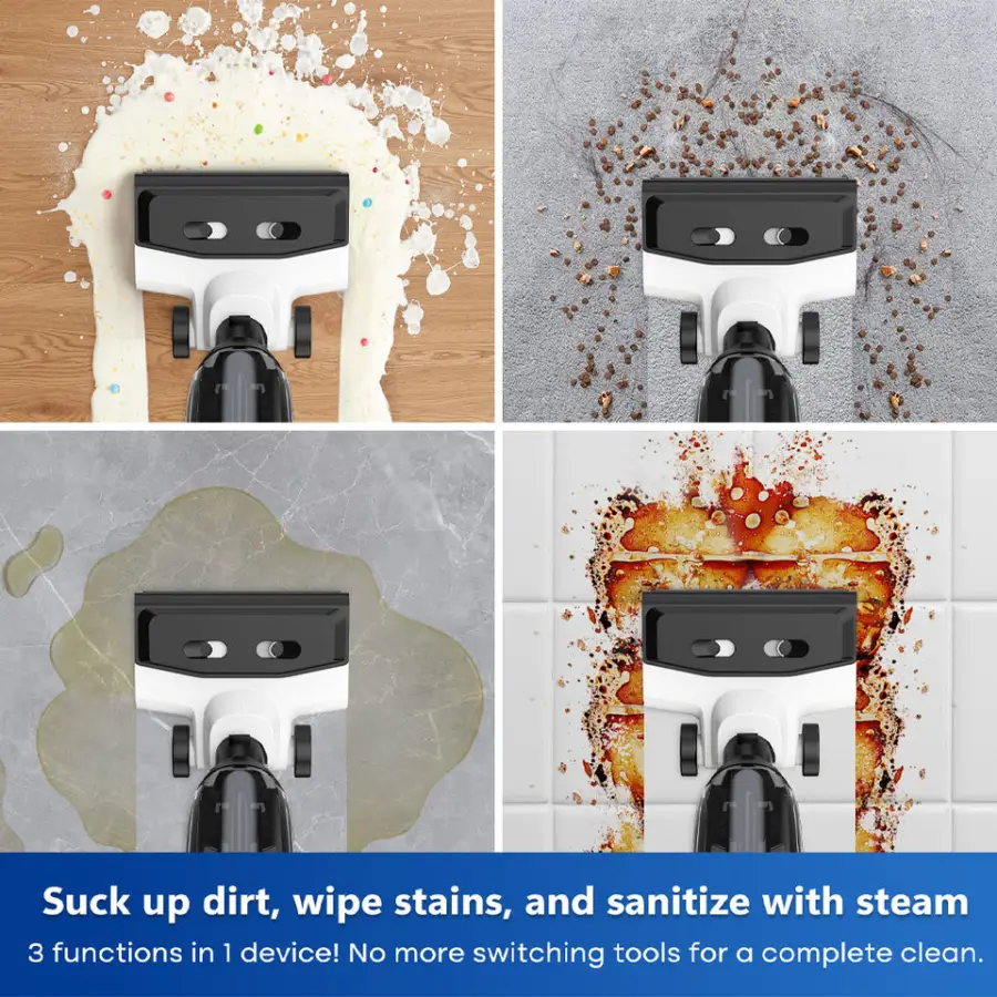 Smart German Vertical Wet Dry Steam Vacuum Cleaner Self-Cleaning Function High-Efficiency Suction HEPA Filter 1500W LED — view 2