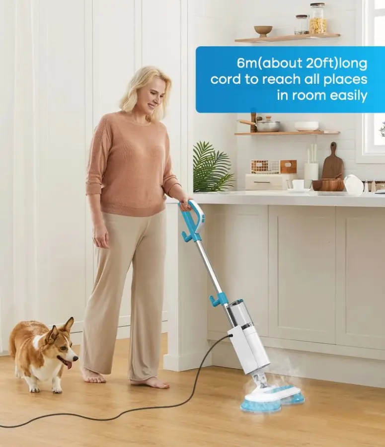 Electric Steam Mop 15s Fast Heating Smart Temperature Control Multi-Speed Adjustment Dual Tank for Household and Office Use — image 7
