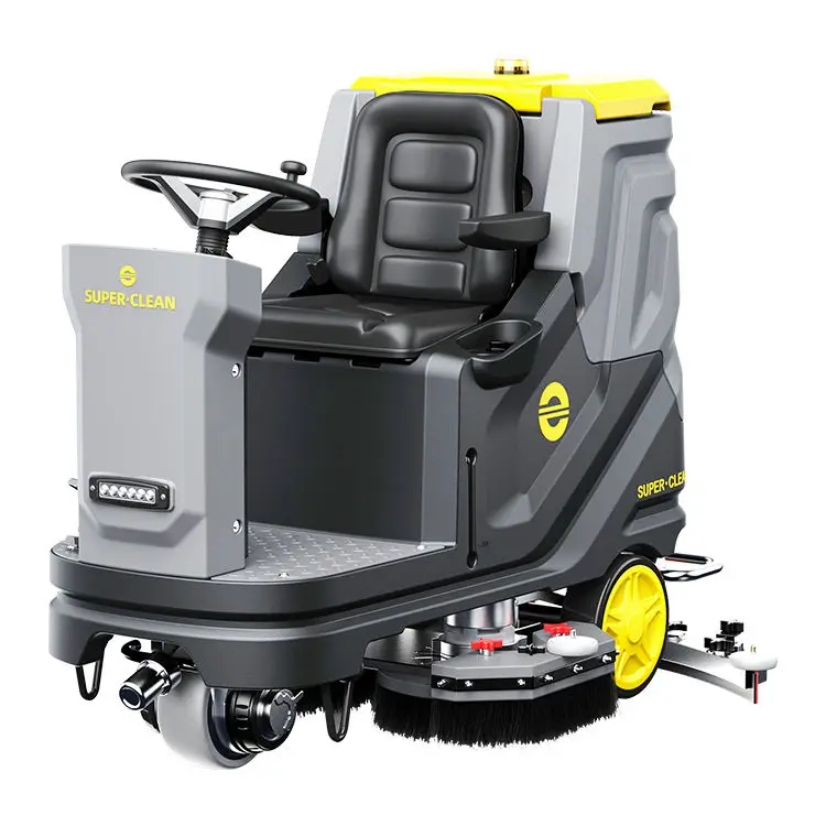New Model Commercial Floor Tile Cleaning Machine Electric Ride Floor Sweeper Washer Cold Water Cleaning Sweeping — view 1