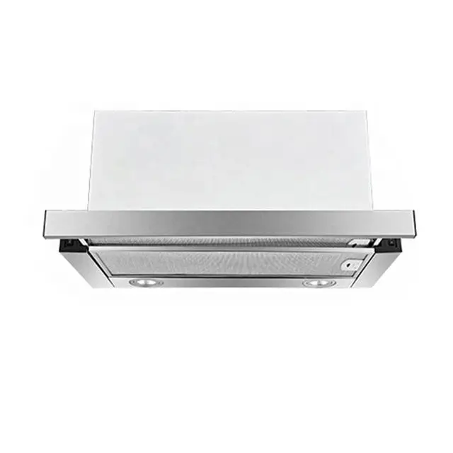 Qianjing 500 600 700 900 mm White Paint Touch Switch Glass Front Panel Telescopic Sensor Range Hood — image 4