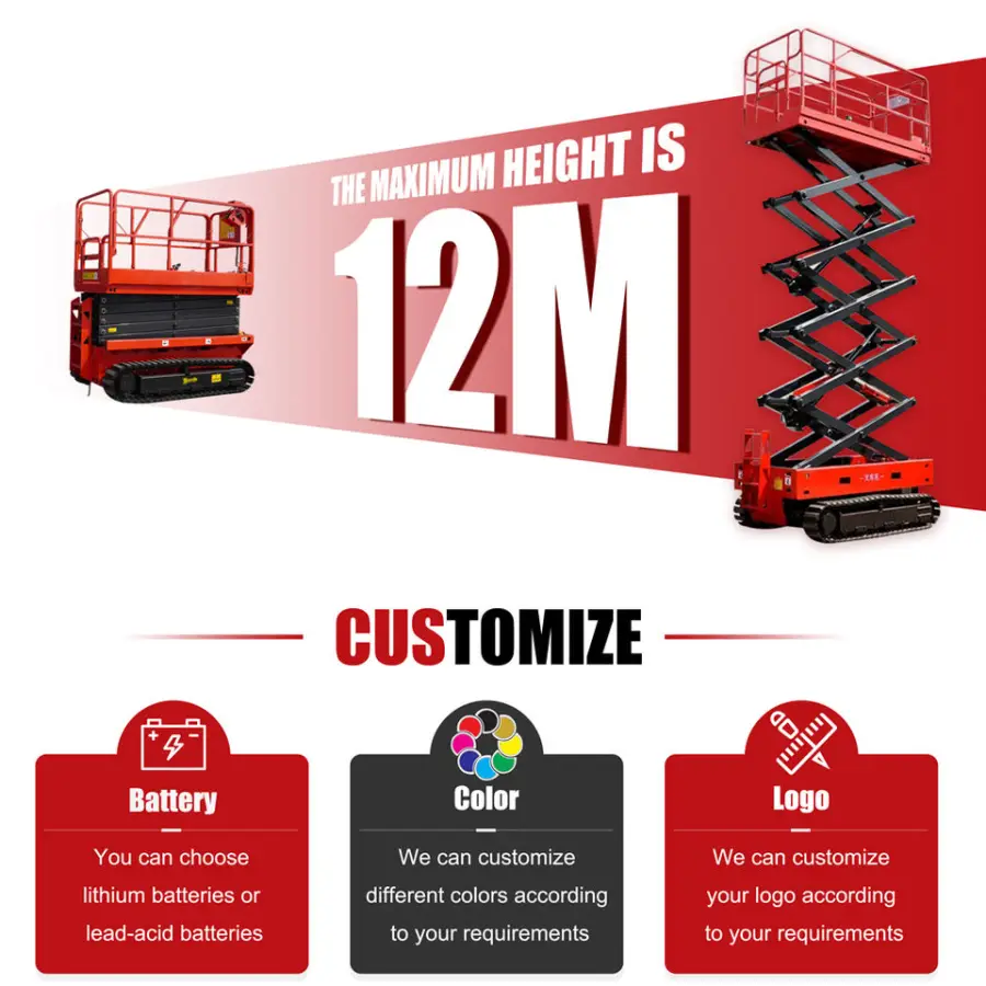 Aerial Working Lift Platform 10m Load Capacity 320kg Self-Propelled Tracked Scissor Crawler Scissor Lift — image 3