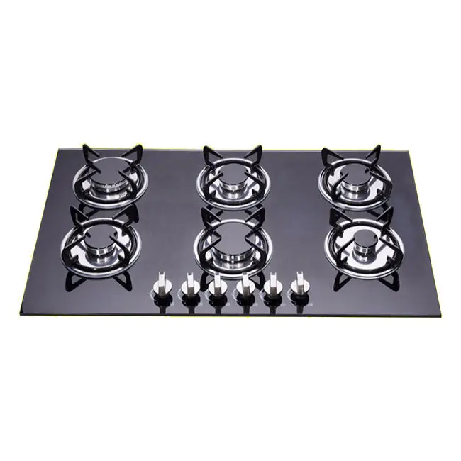 LPG NG 6 Burners Gas Stove Tempered Glass Built in Gas Cooker Cooktops — view 1