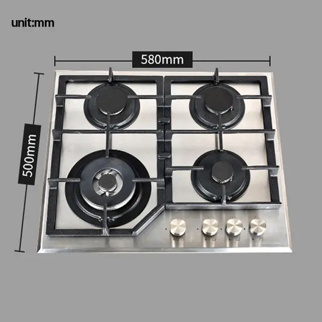 NG LPG Gas Cooker Stainless Steel Panel Built in Commercial Cast Iron Gas burner Cooker 4 Burners Gas Hob Stove — view 2