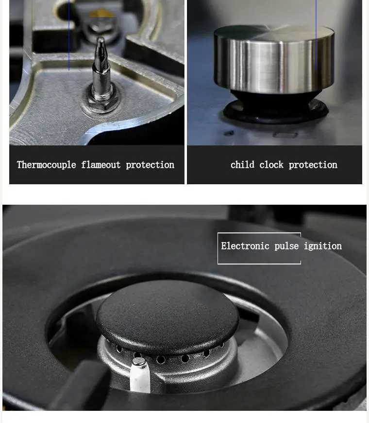 5 Burner Stainless Steel Gas Cooktop 5 Italy Sabaf Sealed Burners for Home Kitchen Gas Cooker — view 4