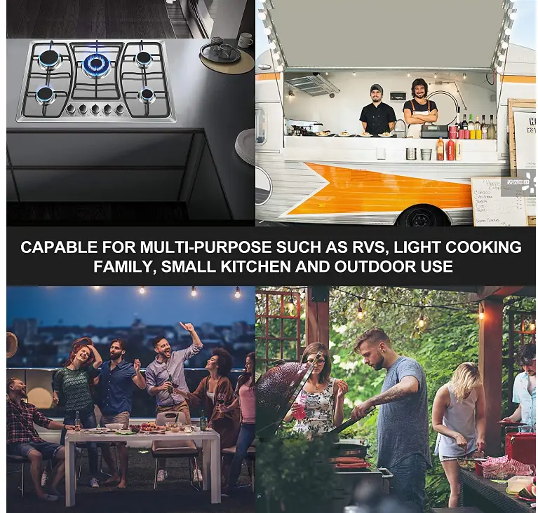 5 Burner Stainless Steel Gas Cooktop 5 Italy Sabaf Sealed Burners for Home Kitchen Gas Cooker — view 5