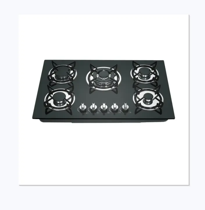 5 Burners Glass Top Gas Stove Gaziniere Plaque a Gaz Estufa De Gas Stove Gas Part Cuisinieresin Gaz — view 1