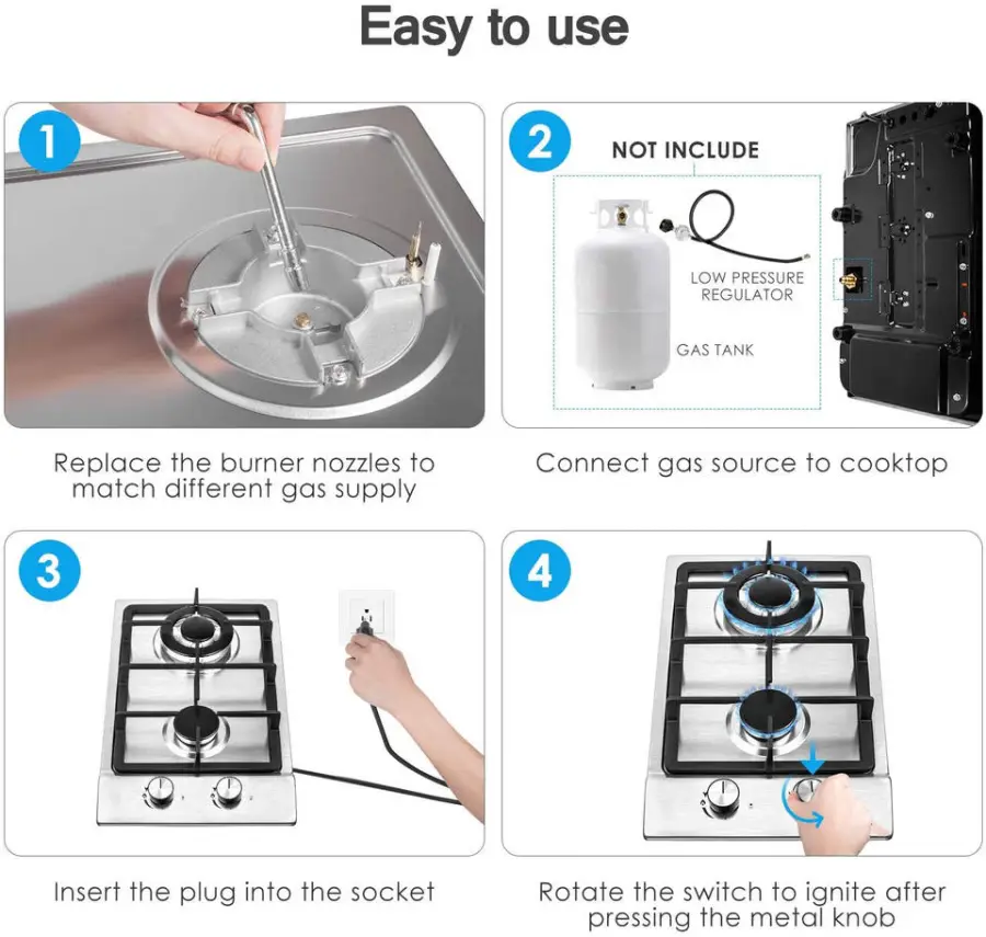 Kitchen Estufa Cuisiniere Gaz Electrique Cooktop a Gaz Electric Gas Coock Top Gas Hob 2 burner Gass Cooker Gas Stove — view 5