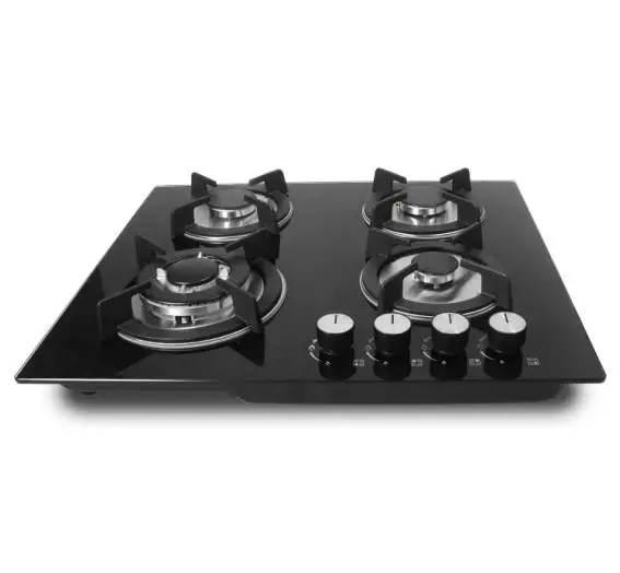 4 burner Gas Hob Glass Stove Cast Iron Gas burner Cooker High Power Gas Stove — view 1