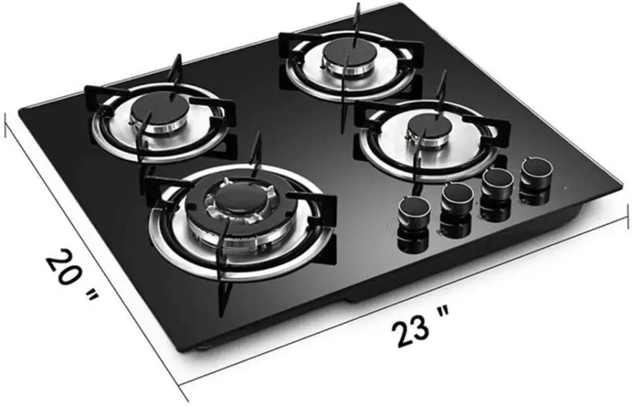 4 burner Gas Hob Glass Stove Cast Iron Gas burner Cooker High Power Gas Stove — image 3