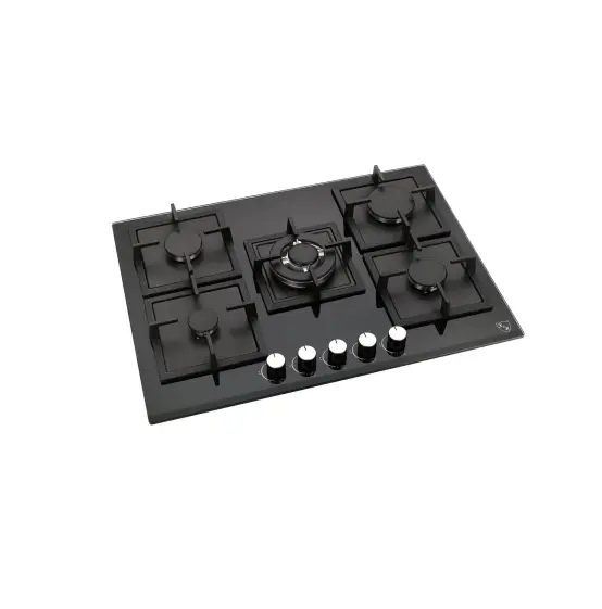 5 burner Gas Cooker Good Price Kitchen Appliance Black Glass Gas Hob Butane Gas Stove burner Parts Cast Iron Propane Coo — view 1
