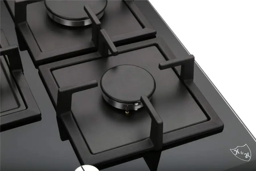 5 burner Gas Cooker Good Price Kitchen Appliance Black Glass Gas Hob Butane Gas Stove burner Parts Cast Iron Propane Coo — view 4