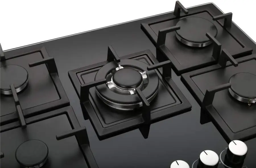 5 burner Gas Cooker Good Price Kitchen Appliance Black Glass Gas Hob Butane Gas Stove burner Parts Cast Iron Propane Coo — view 5