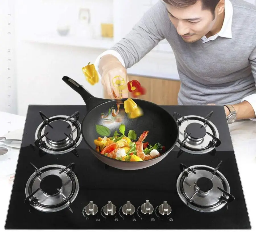 Built in 5 Burners Gas Cooker Liquefied Petroleum Gas Natural Gas Stove Glass Propane Household Kitchen Countertop Stove — view 6