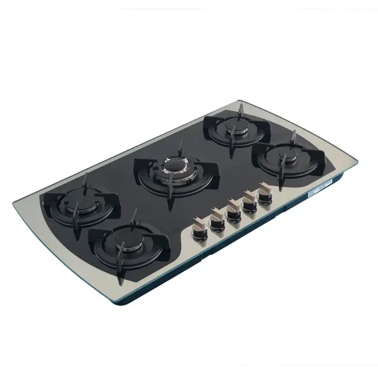 New Design Fashionable Hot Selling 5 Burner Glass Cast Iron Pot Rack High End Gas Stove Kitchen Cooker LNG Free Conversi — view 1