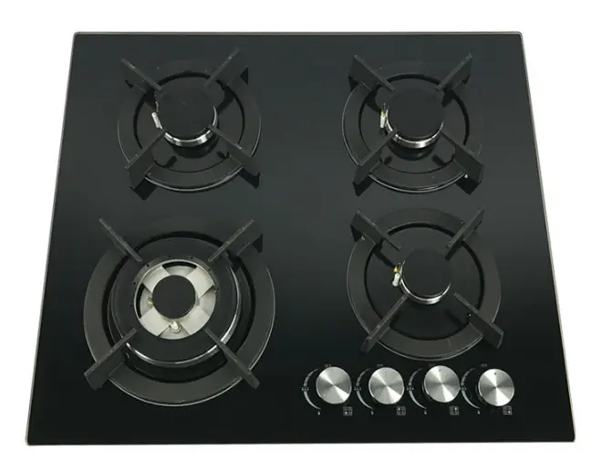 110 V Cooktops Kitchen 4 burner Gas Stove Built in Four Gas burner Glass Cooking Bench Black Solid Rv Cooker Yacht Gas H — view 1