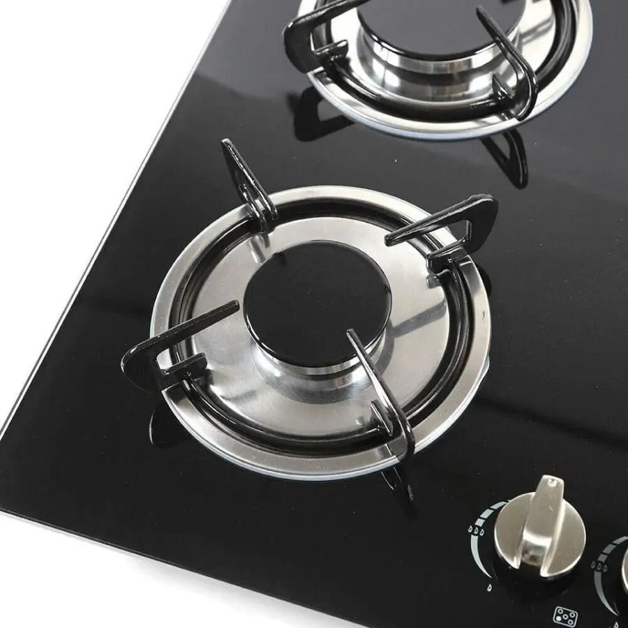 110 V Gas Hob 5 burner Gas Stove Built in Five Gas burner Glass Cooking Bench Black Solid Rv Cooker Cooktop Kitchen Kitc — view 3