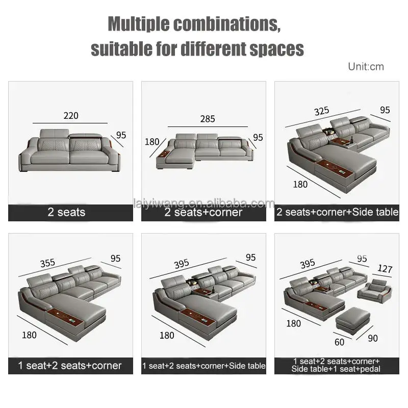 Modern Living Room Furniture Assembly L-shaped Leather Sofa with USB Port Bluetooth Sound Corner Sofa Set — image 4