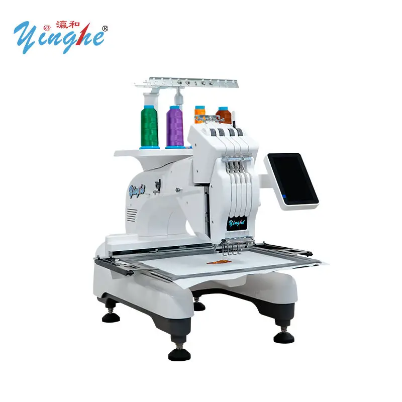Yinghe Mini YH-401 Single Head 4 Needle Computerized Embroidery Machine for Caps, T-Shirts and Garments — view 4