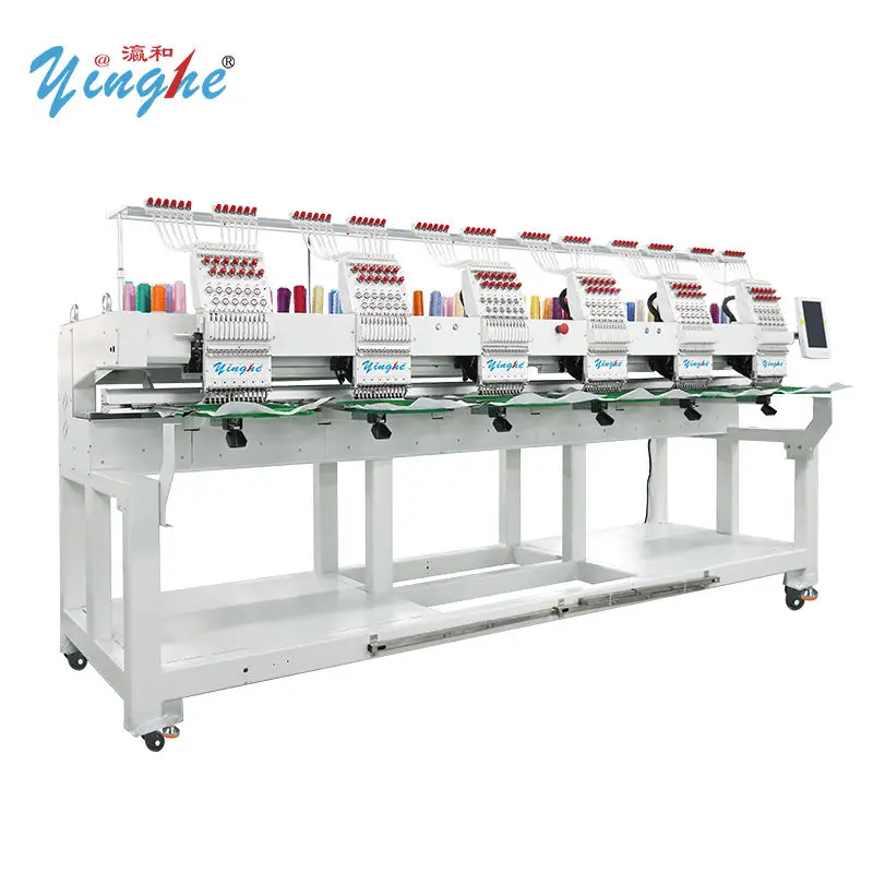 YINGHE 2026NEW 6 Head 9/12/15 Needle Embroidery Machine Tshirt Flat Cap X500 Y450 ServoMotor 1200RPM Touch-Screen USB Me — view 1