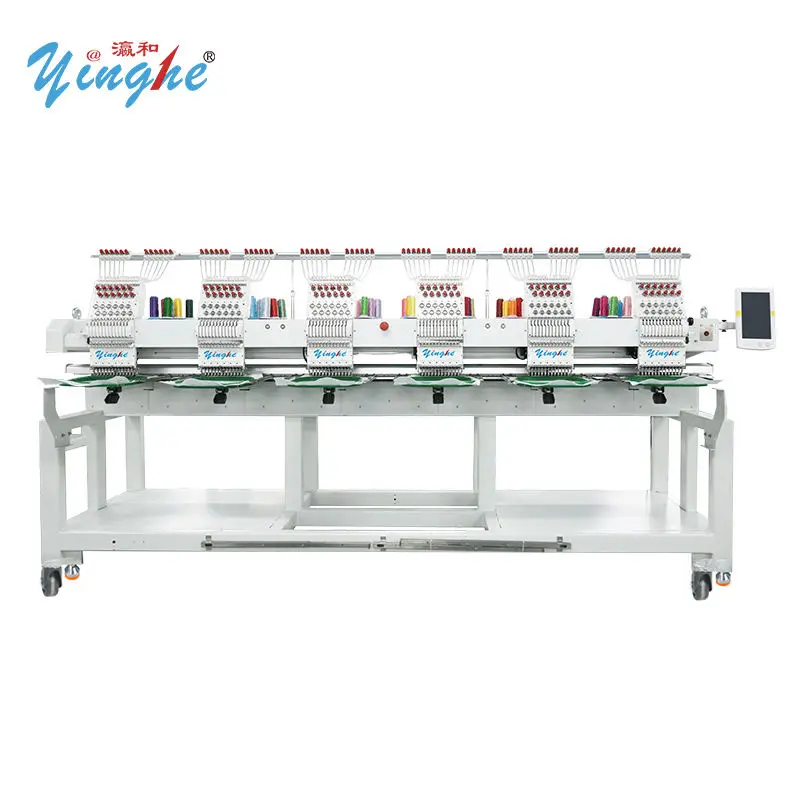 YINGHE 2026NEW 6 Head 9/12/15 Needle Embroidery Machine Tshirt Flat Cap X500 Y450 ServoMotor 1200RPM Touch-Screen USB Me — view 2