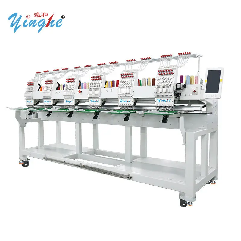 YINGHE 2026NEW 6 Head 9/12/15 Needle Embroidery Machine Tshirt Flat Cap X500 Y450 ServoMotor 1200RPM Touch-Screen USB Me — view 3