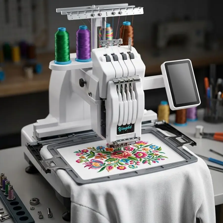Yinghe Single Head Automatic Embroidery Sewing Machine 260*360mm Hoop Area 7" Touchscreen 4 Needle Embroidery Machine — view 2