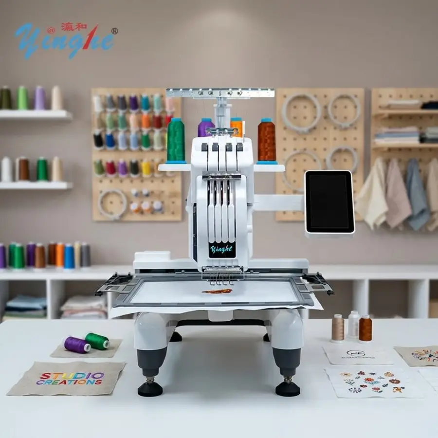YINGHE 2026New Popular 1 Head 4 Needle Desktop Embroidery Machine Tshirt Cap MagneticFrame Easy-operate Touch-panel SA J — view 1