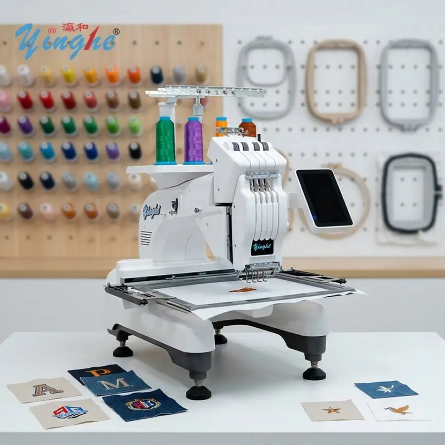 YINGHE 2026New Popular 1 Head 4 Needle Desktop Embroidery Machine Tshirt Cap MagneticFrame Easy-operate Touch-panel SA J — view 3