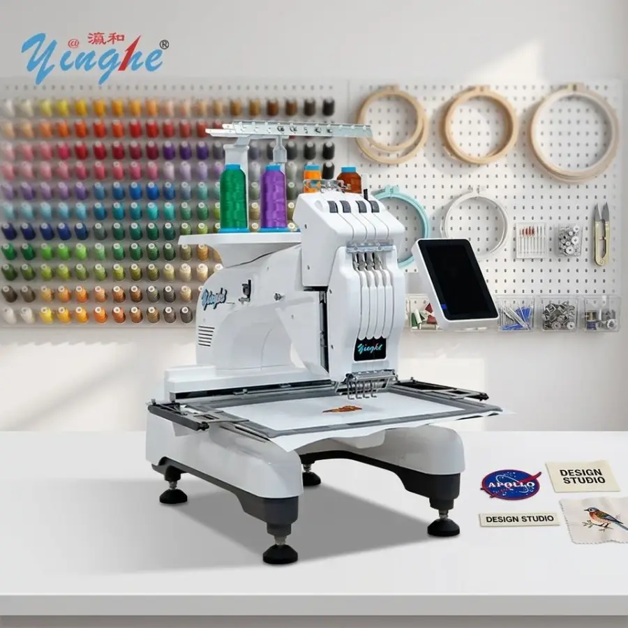 YINGHE 2026New Popular 1 Head 4 Needle Desktop Embroidery Machine Tshirt Cap MagneticFrame Easy-operate Touch-panel SA J — view 4