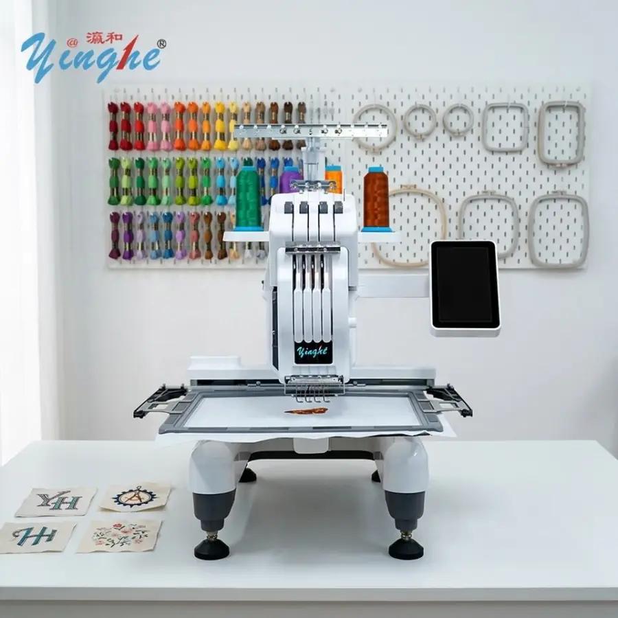 YINGHE 2026New Popular 1 Head 4 Needle Desktop Embroidery Machine Tshirt Cap MagneticFrame Easy-operate Touch-panel SA J — view 5