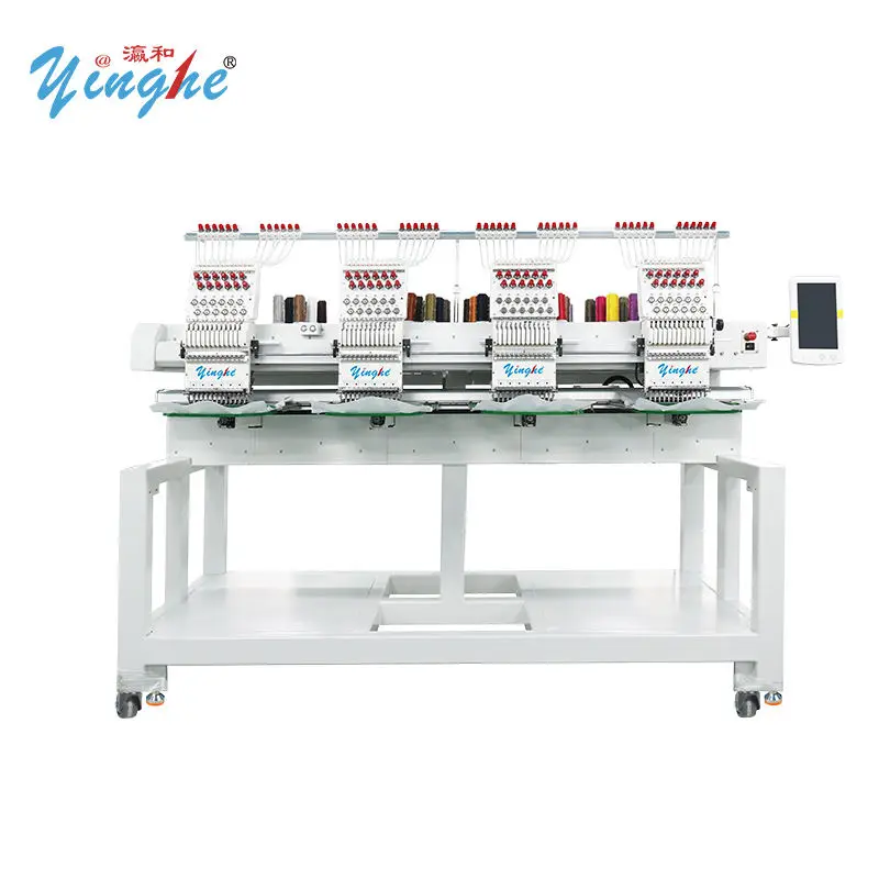YINGHE 4 Head 9/12/15 Needle Embroidery Machine Tshirt Flat Cap X500 Y450 ServoMotor 1200RPM Touch Screen Panel USB Memory DST — image 2