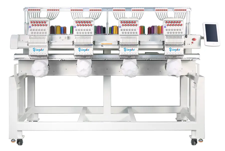 YINGHE 4 Head 9/12/15 Needle Embroidery Machine Tshirt Flat Cap X500 Y450 ServoMotor 1200RPM Touch Screen Panel USB Memory DST — image 3