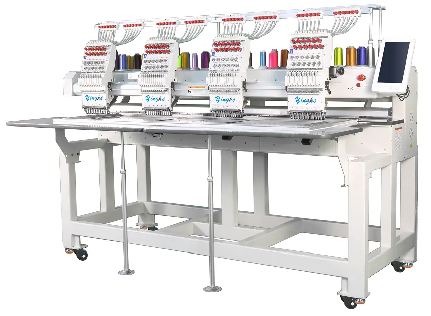 YINGHE 4 Head 9/12/15 Needle Embroidery Machine Tshirt Flat Cap X500 Y450 ServoMotor 1200RPM Touch Screen Panel USB Memory DST — image 4