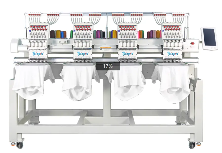 YINGHE 4 Head 9/12/15 Needle Embroidery Machine Tshirt Flat Cap X500 Y450 ServoMotor 1200RPM Touch Screen Panel USB Memory DST — image 5