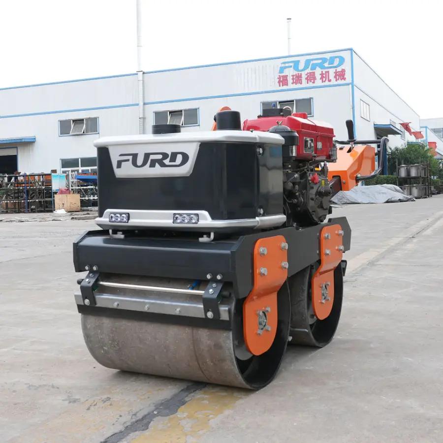 Big Promotion Walk Behind Double Drum Road Roller Construction Machinery Mini Diesel Vibratory Roller — image 2