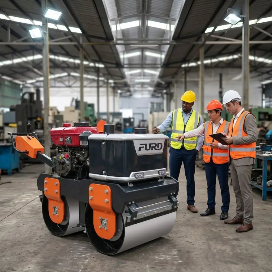 Big Promotion Walk Behind Double Drum Road Roller Construction Machinery Mini Diesel Vibratory Roller — image 4