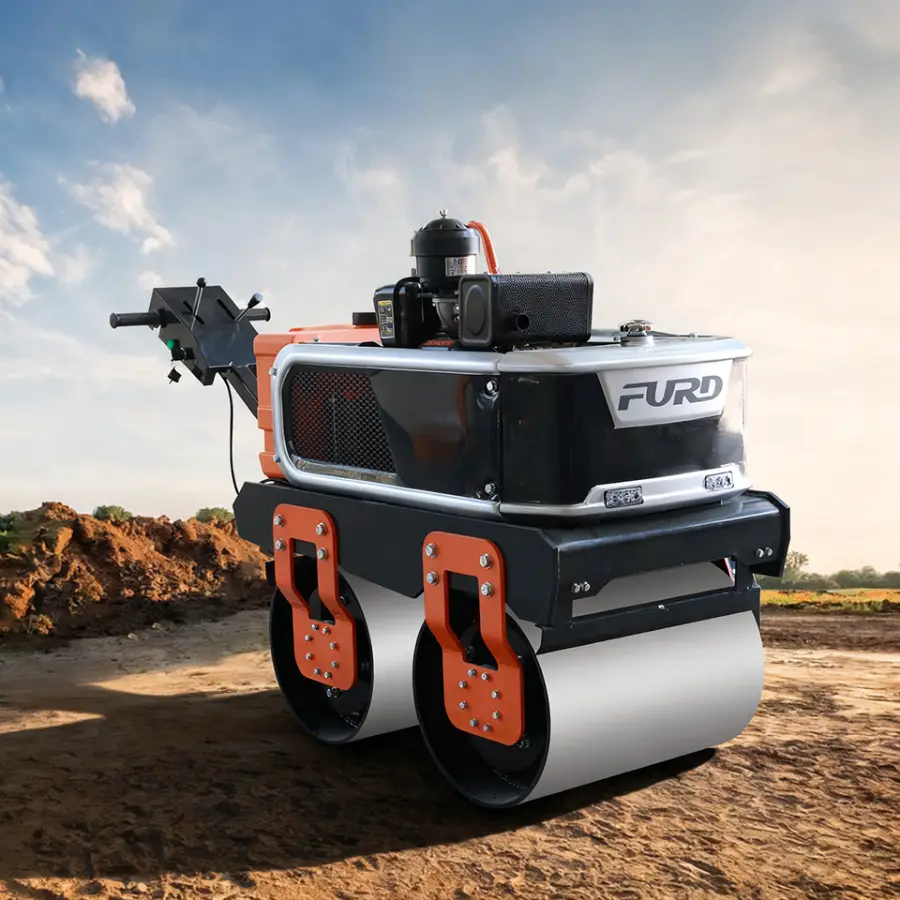 Big Promotion Walk Behind Double Drum Road Roller Construction Machinery Mini Diesel Vibratory Roller — image 5