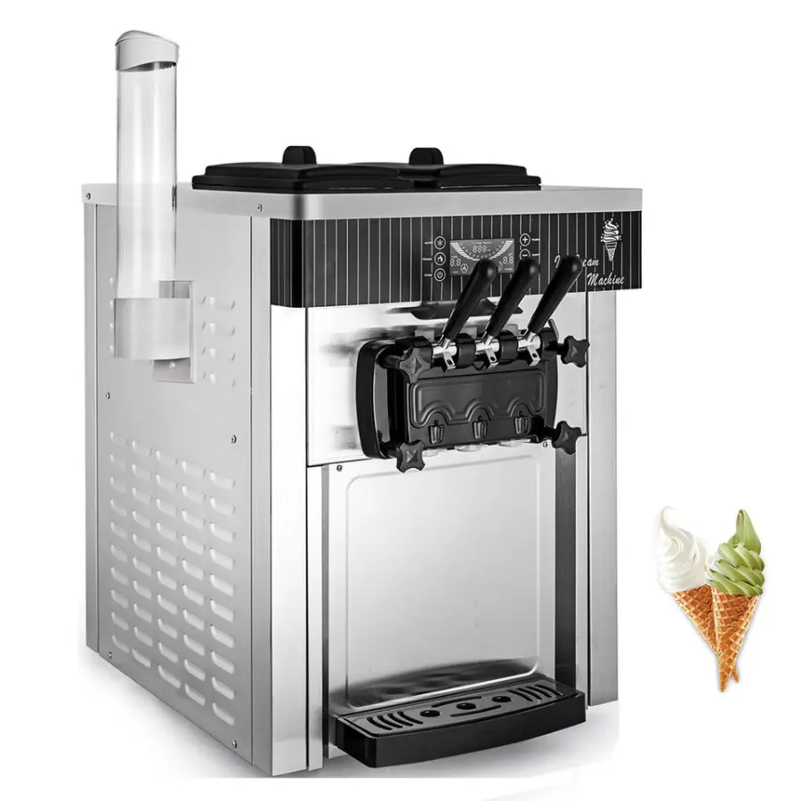 Commercial 3 Flavors Soft Ice Cream Making Machine 20-28kg/h Cones Maker 110V Ice Cream Maker — image 3
