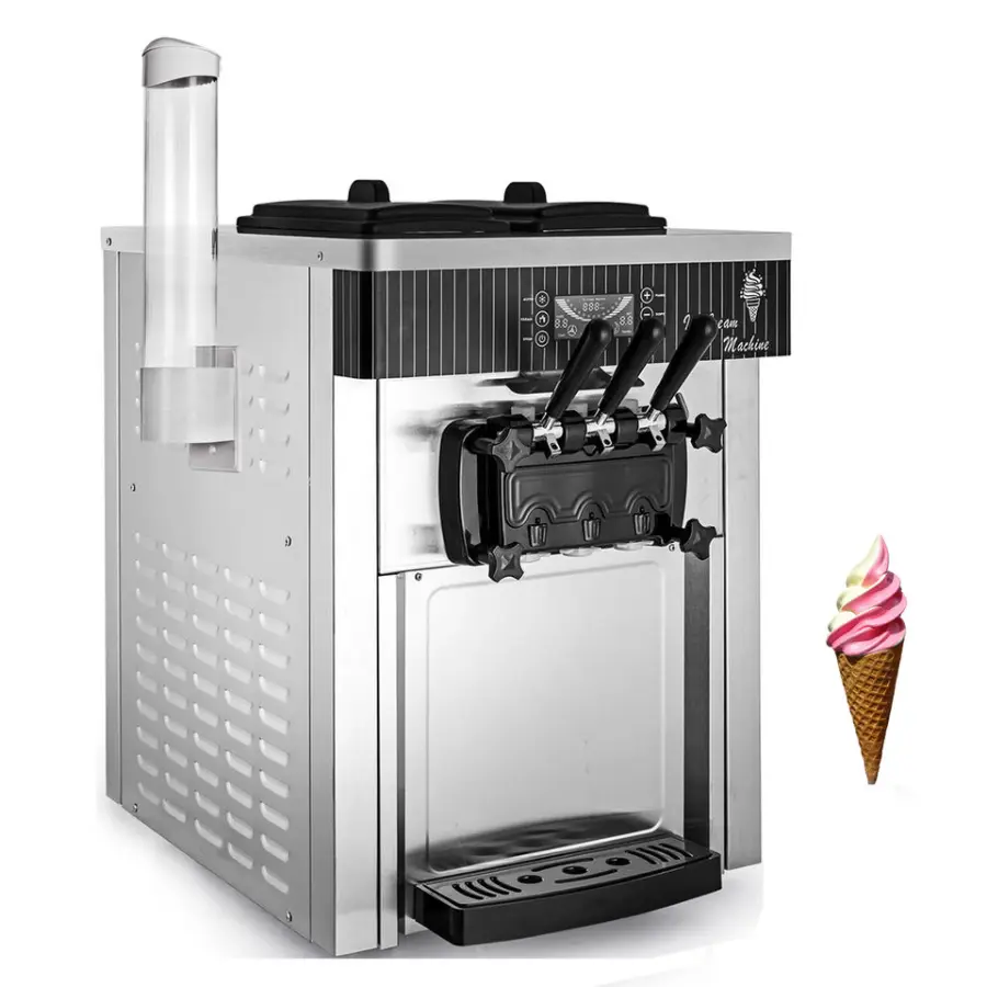 Commercial 3 Flavors Soft Ice Cream Making Machine 20-28kg/h Cones Maker 110V Ice Cream Maker — image 5