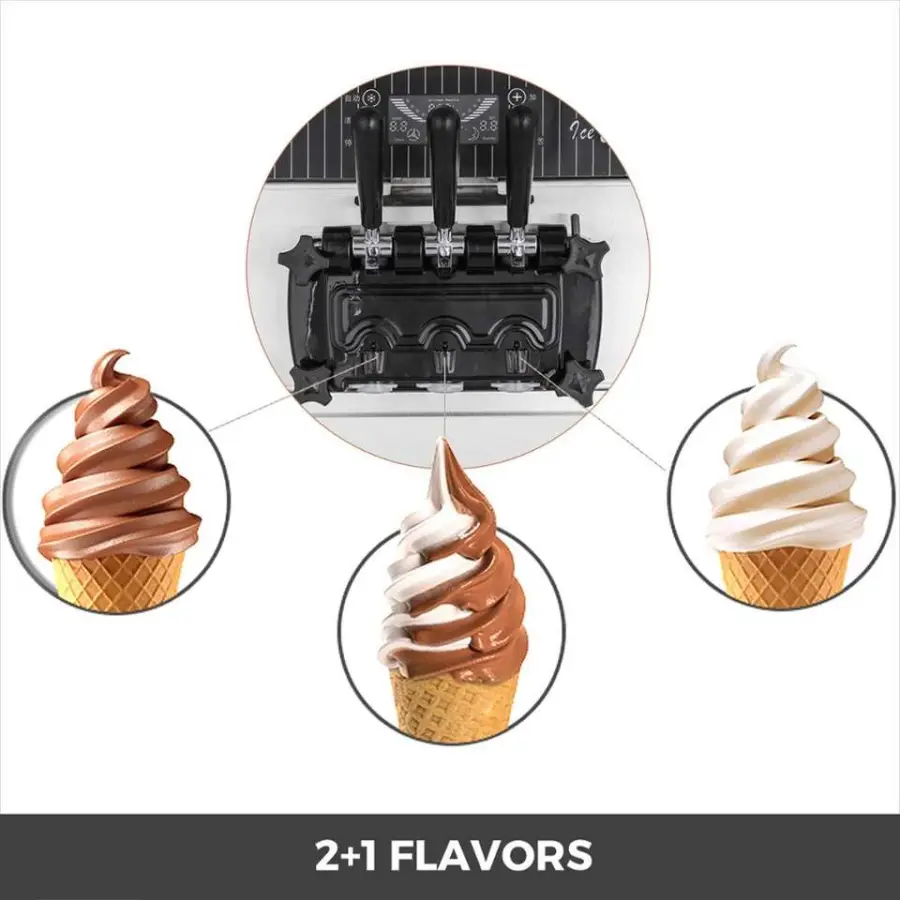 Commercial 3 Flavors Soft Ice Cream Making Machine 20-28kg/h Cones Maker 110V Ice Cream Maker — image 7