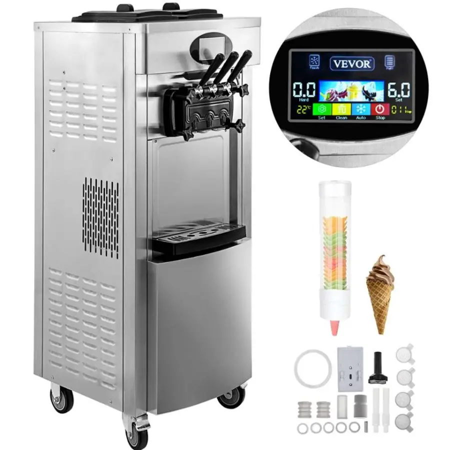 New Commercial Soft Ice Cream Machine YKF-8228T with Yogurt Milk & Water Flavors High Capacity 2200W Vertical Bar Maker — image 4